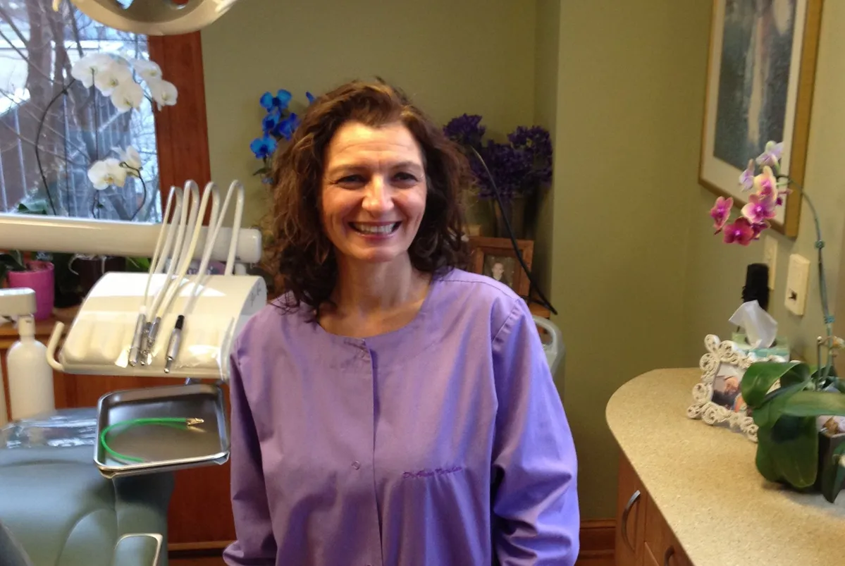Dr. Anna Karidas in the operatory at her Summer Street office in Stamford, Connecticut